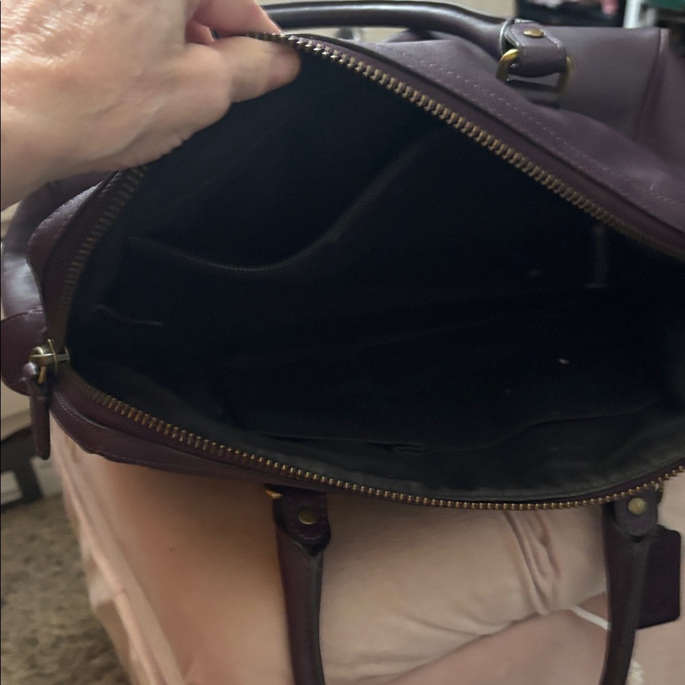 Coach Dark Purple Satchel with Gold Studs - Picture 7 of 13